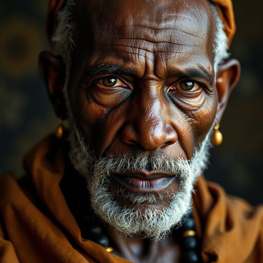 Astonishing Elderly Black Man in Traditional Attire