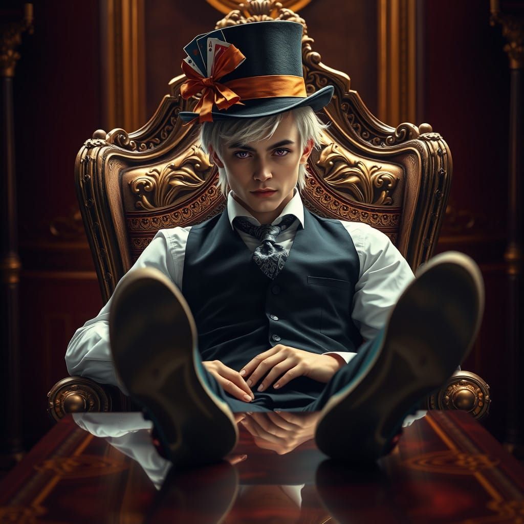Magical Gentleman in Grand High-Backed Chair