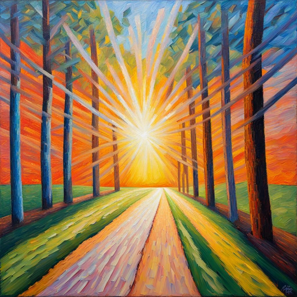 Sunlight: Expressionist Painting with Impasto Texture