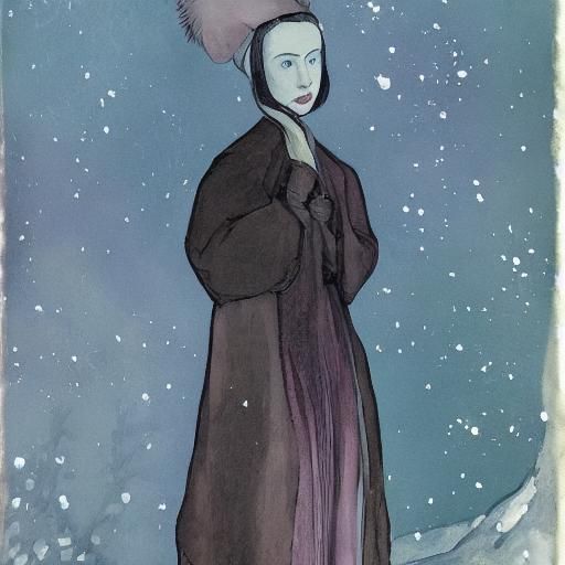 Christmas Girl as Grim Reaper in Ethereal Art Nouveau Style