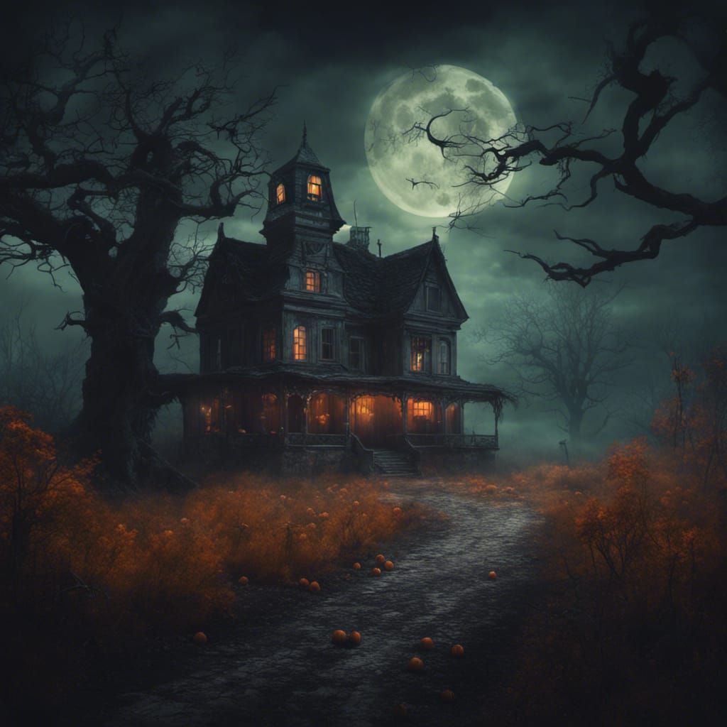 Retro Halloween Night in the Countryside: Matte Painting