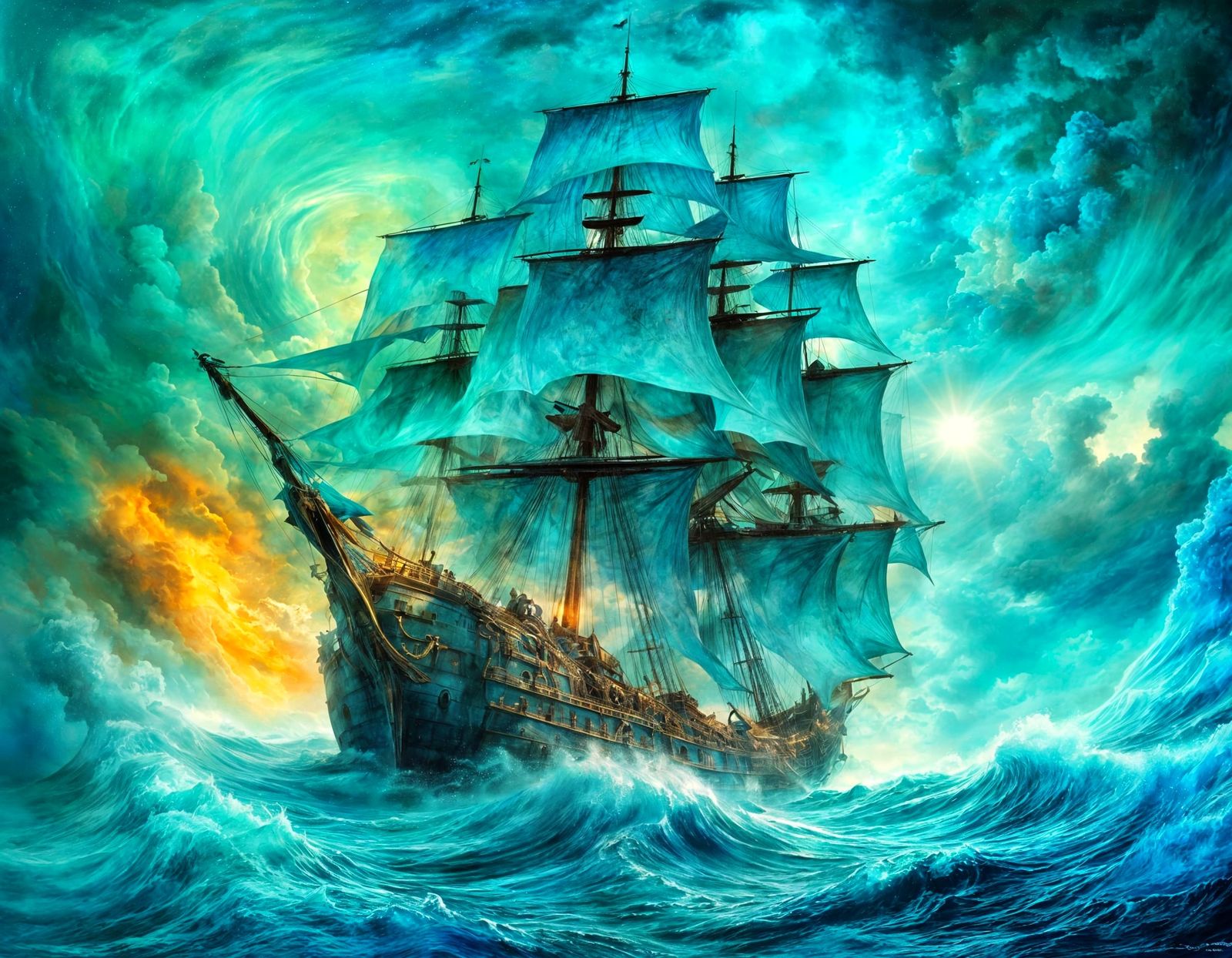 "Turquoise Thunder On The High Seas"