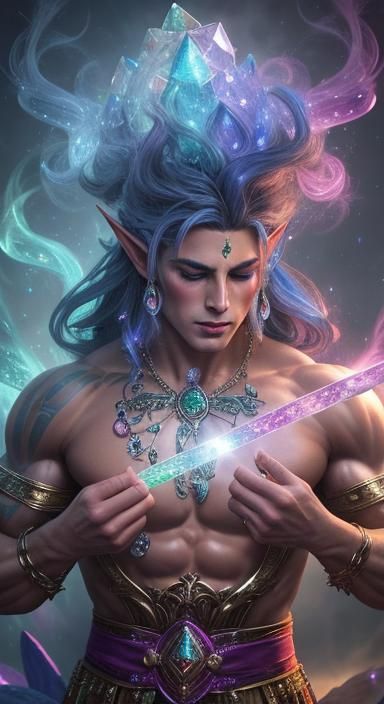 Magical Elf Sorcerer Conjures A Spell Using Mist and Fog