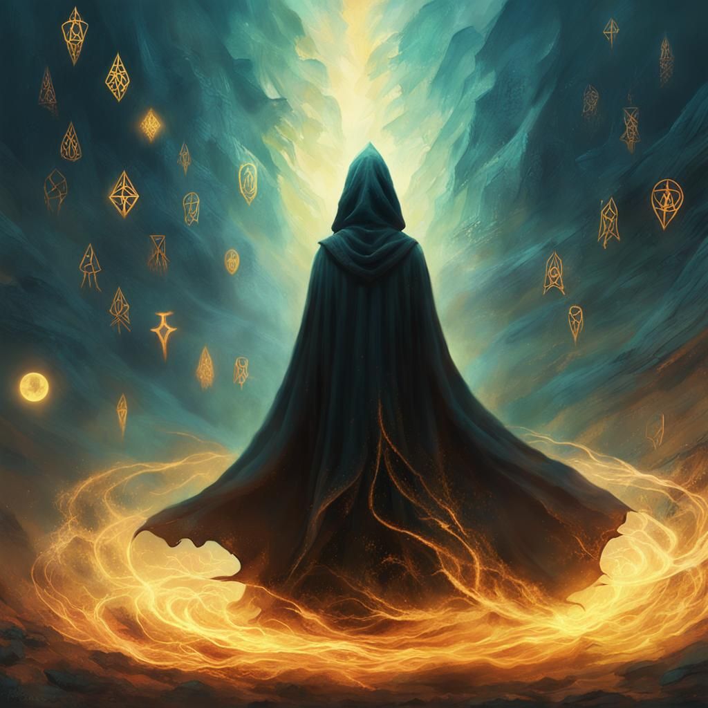 Ethereal Lady Witch Casting Magic Runes