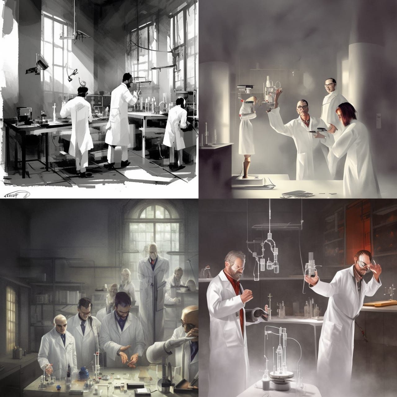 Sinister Scientists in Laboratory, Rutkowski Style