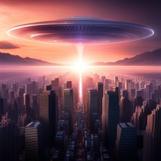 Alien Mothership Sunset: Epic Cinematic CGI