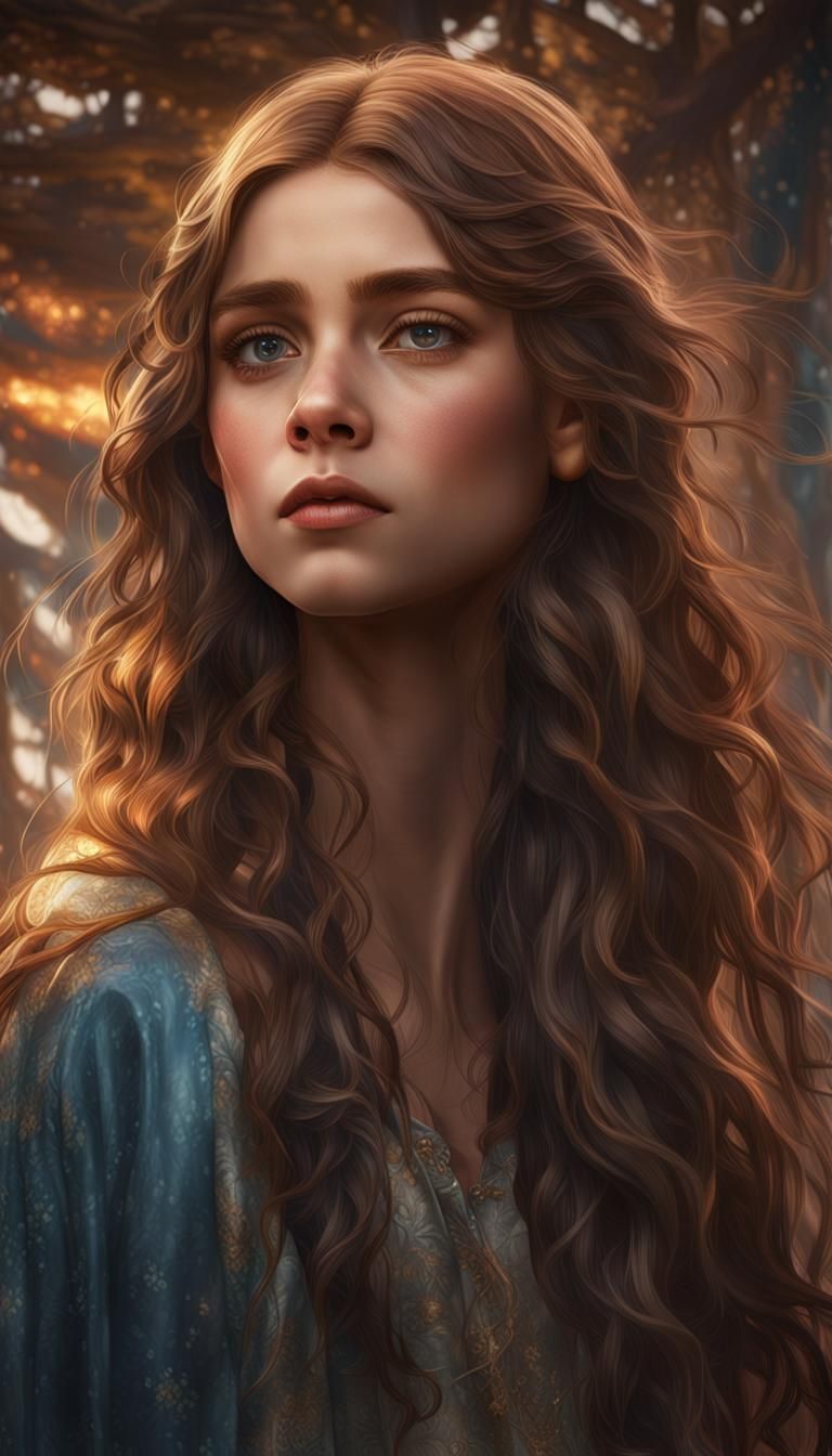 Detailed Portrait of Girl with Blind Eye