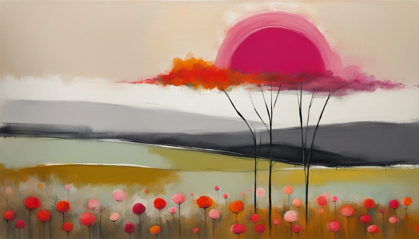 Minimalist Floral Landscape in Abstract Style