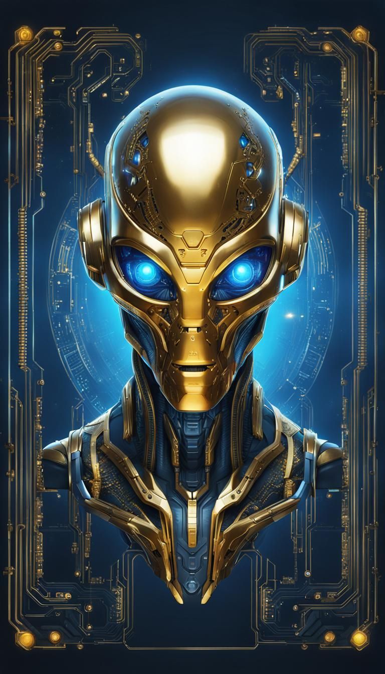 Futuristic AI Superstar in Cyberpunk Style