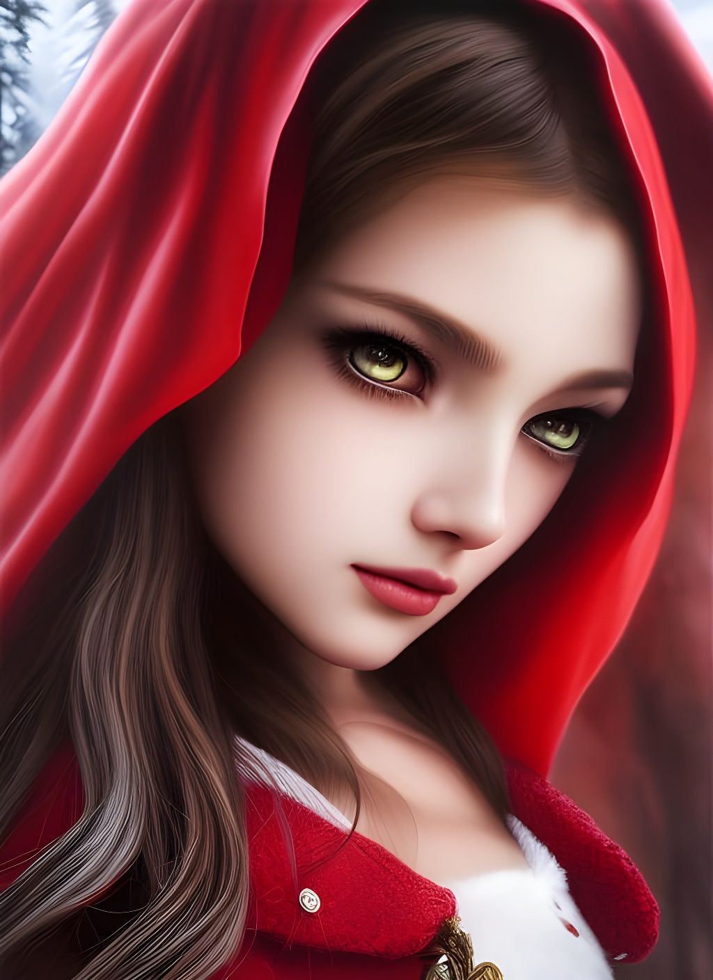 Little Red Riding Hood Portrait in Digital Art Style