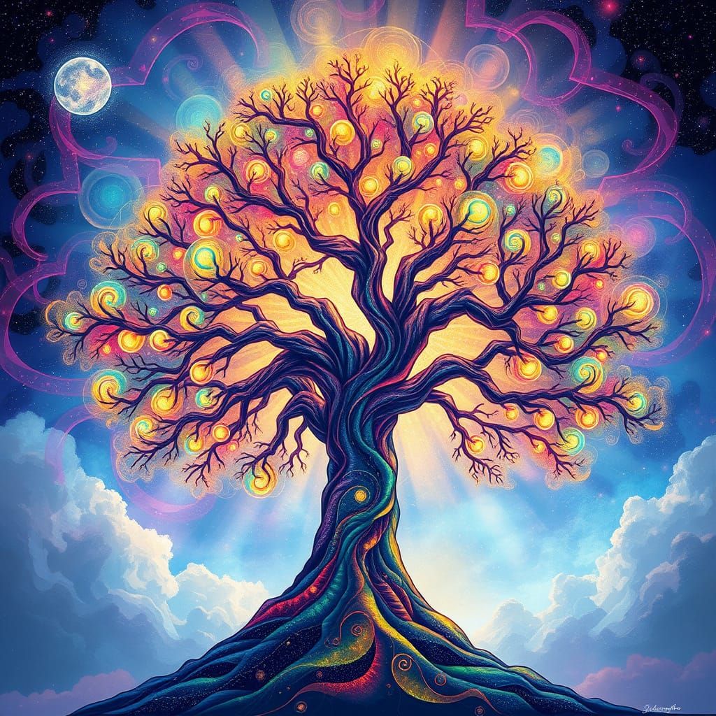 Iridescent Cosmic Tree Radiates Vibrant Energy
