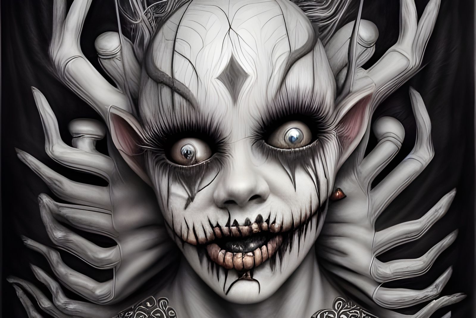 Disturbing Surrealist Freak Show in Charcoal