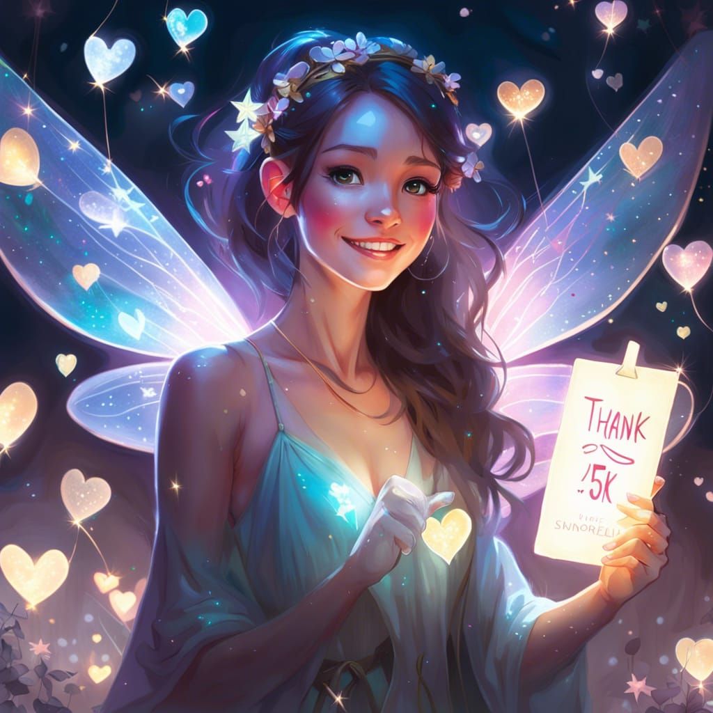 Fairy Thank You Digital Art Nouveau Illustration