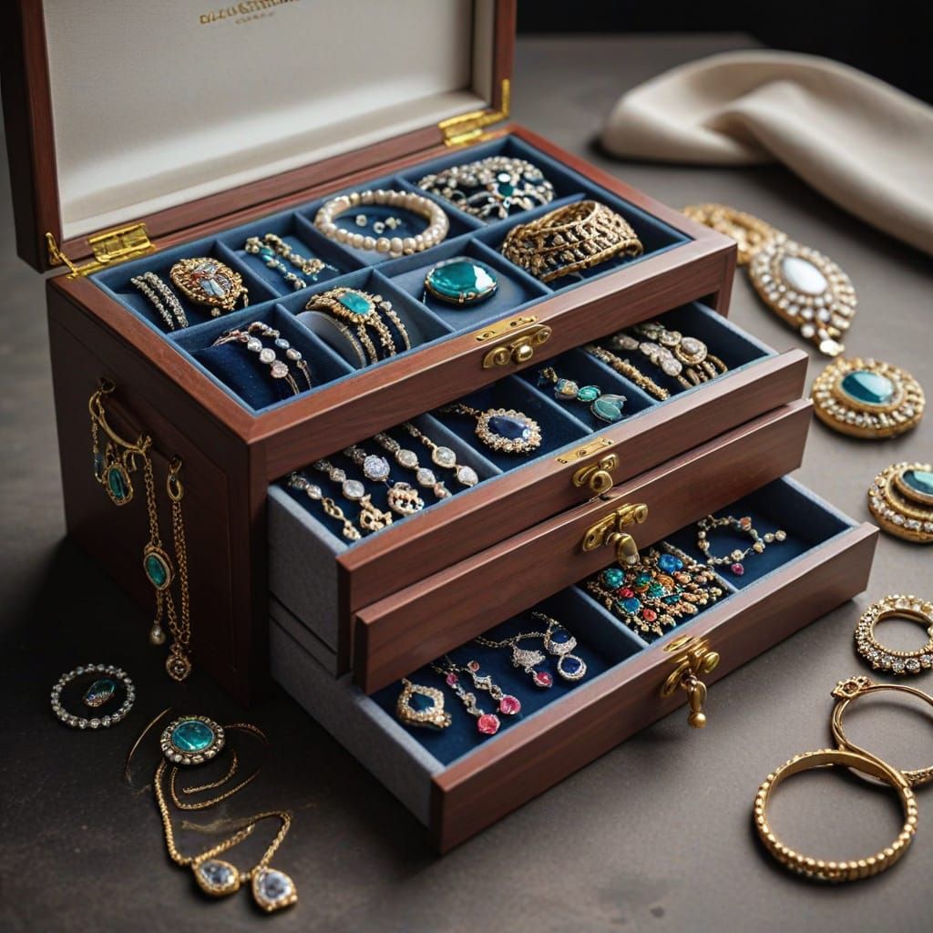 Jewellery Box Filled with Jewels and Gems