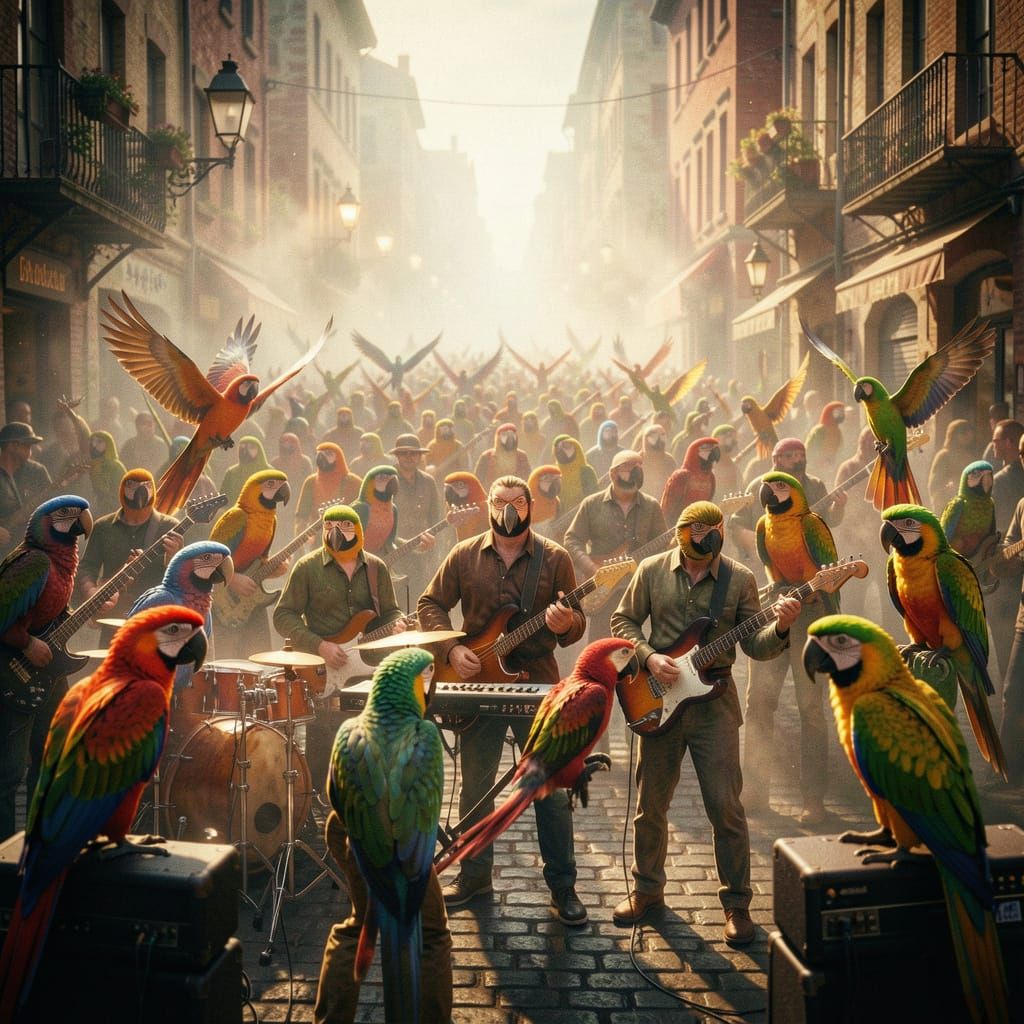A group of colorful parrots