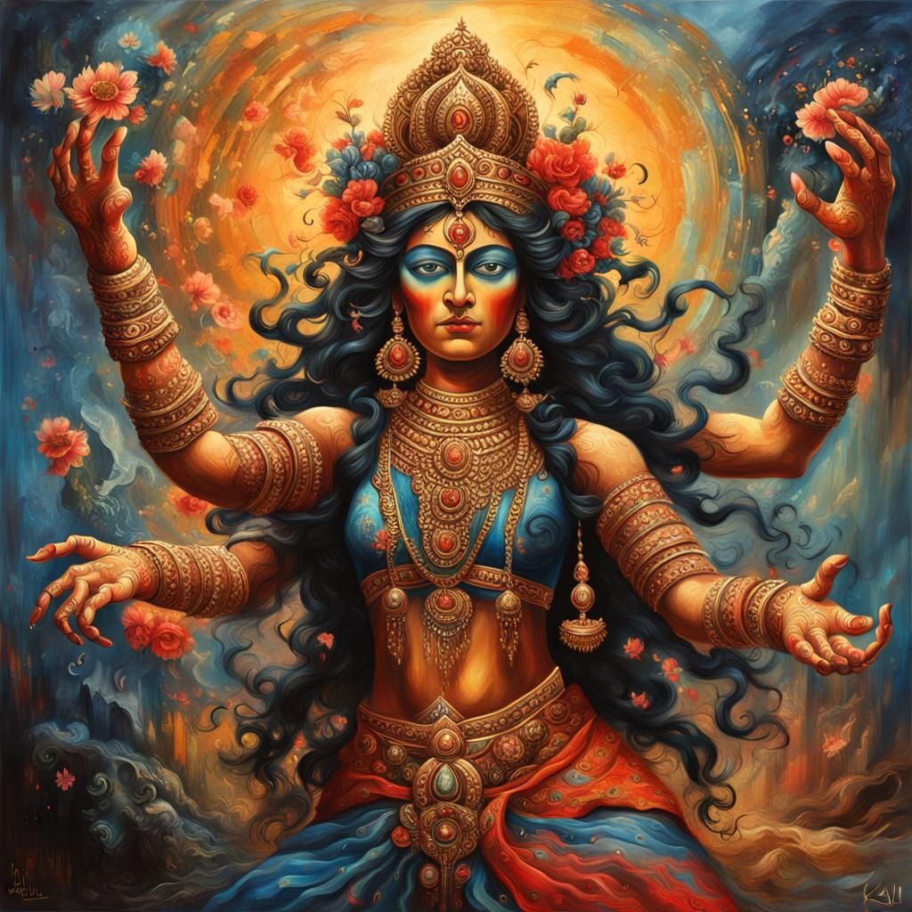 Hyperdetailed Kali in Scratchy Oil Painting Style