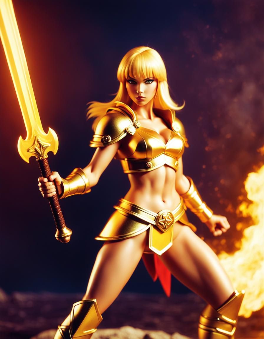 Tyris Flare Action Pose in Pictorial Style