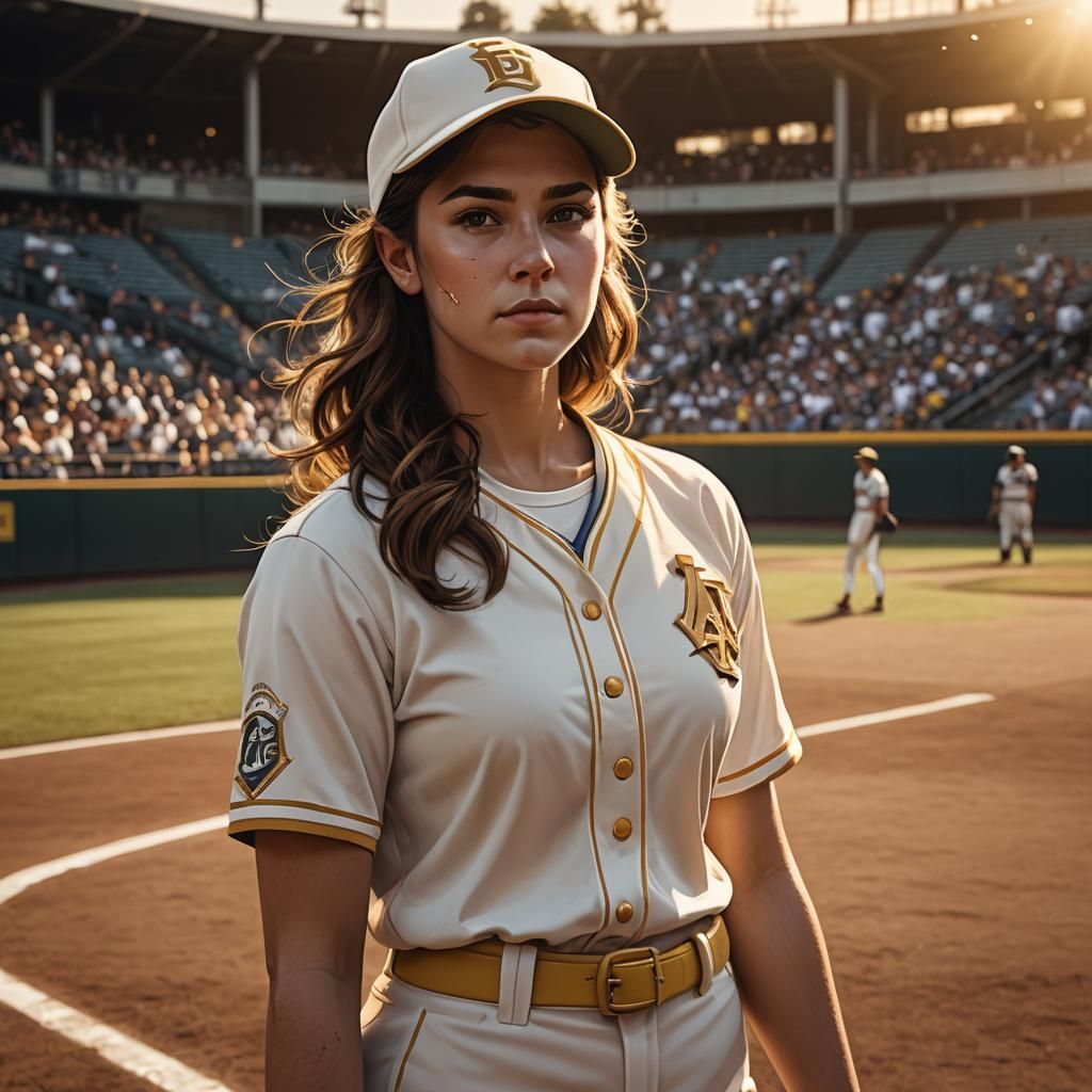 Woman in Baseball Uniform: Fantasy Concept Art