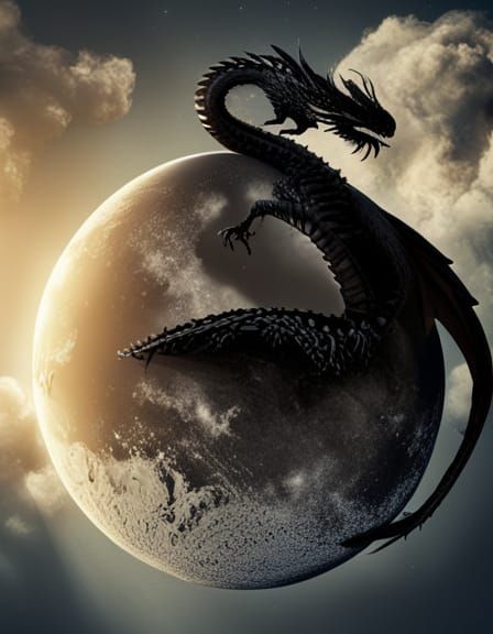 Dragon on the Moon: 3D Cinematic Fantasy Art