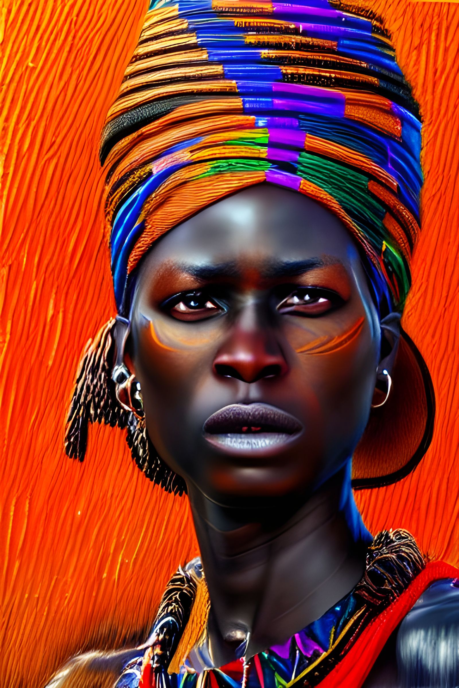 African female Warrior HDR hyperdetailed photorealistic oil ...