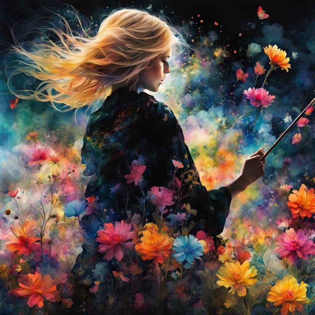 Whimsical Summer Sorcery in Vibrant Watercolor