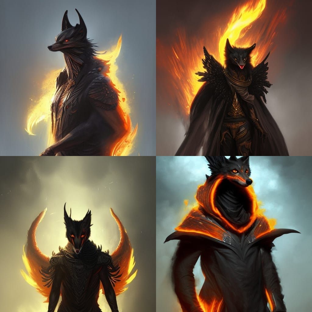 Dark Fantasy Werefox with Egyptian Makeup in 8k