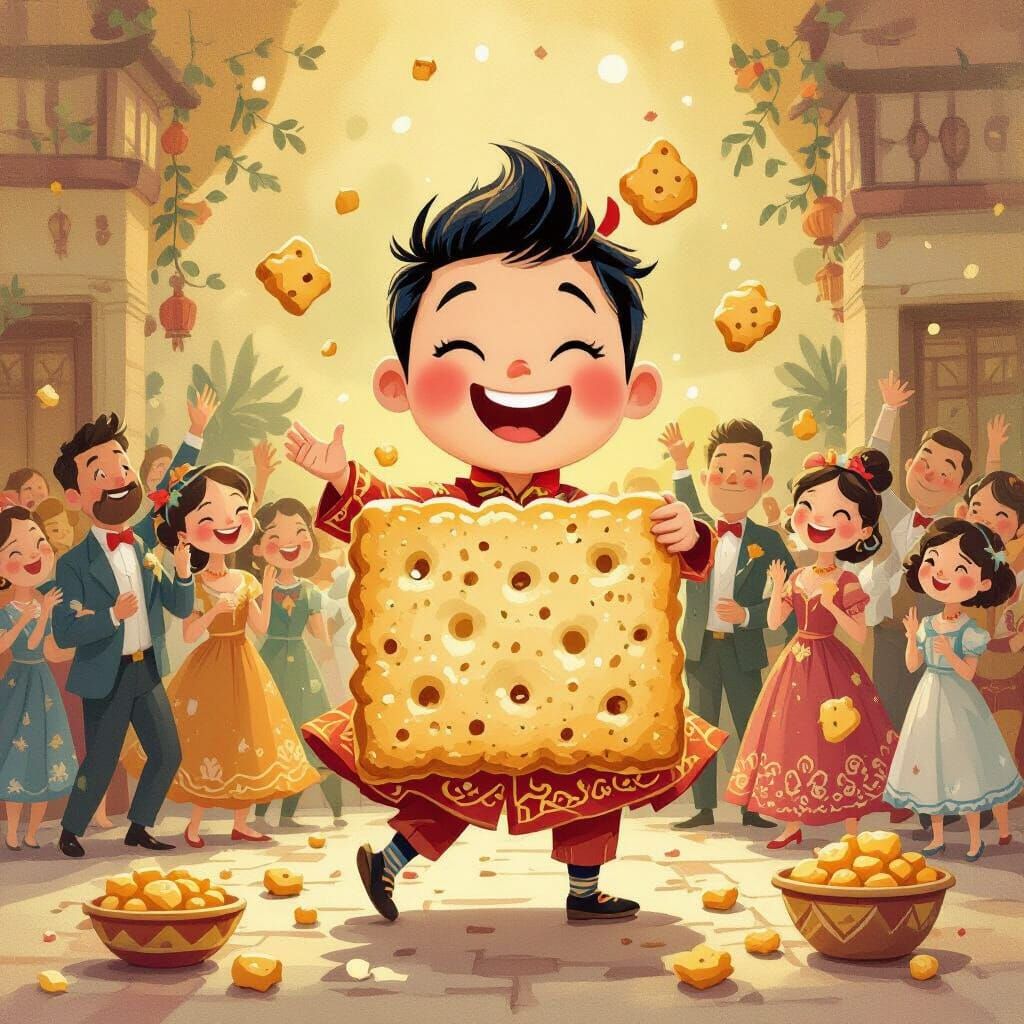 Joyful Life-form Becomes Rice Cracker in Whimsical Illustrat...