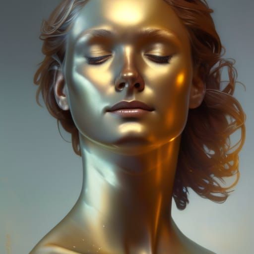 Metallic Skin Portrait in Hyperdetailed Digital Art