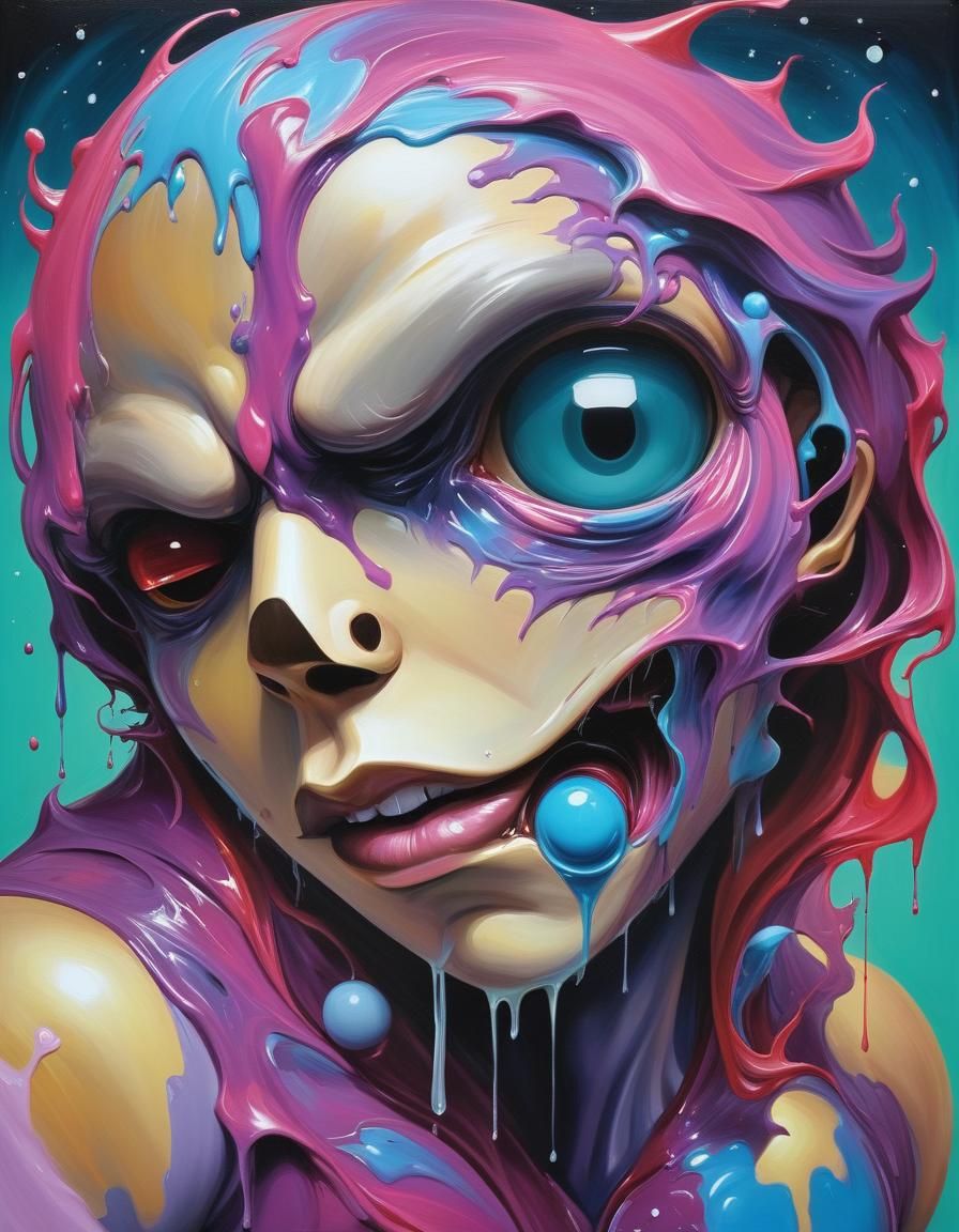 Surreal Andromorph Figure in Fluid Acrylics