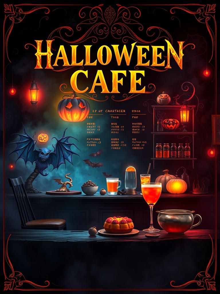 Mystical Halloween Cafe Menu in Fantasy Style