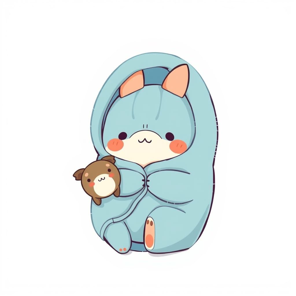 Adorable Kawaii Sloth with Baby Bottle in Cradle