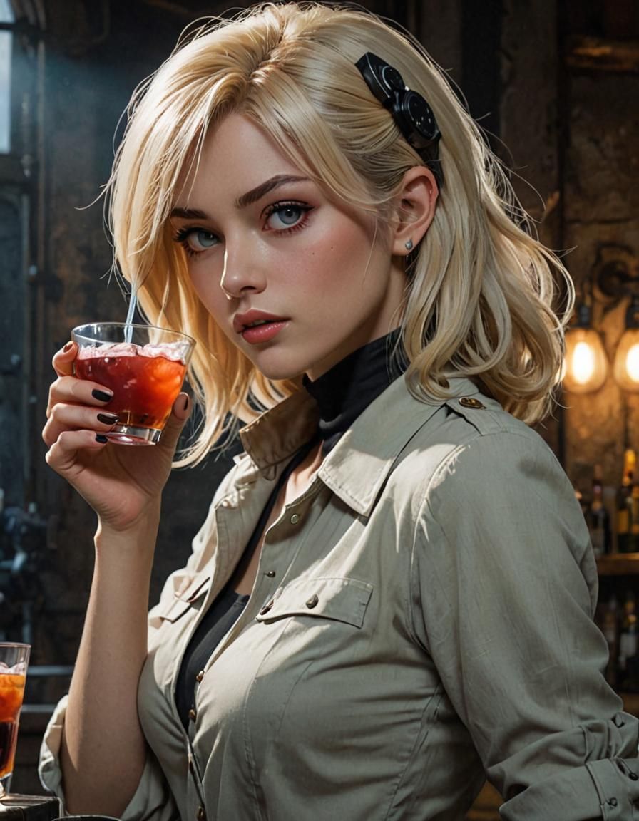 Anime Noir Character in Studio Ghibli and Frazetta Style