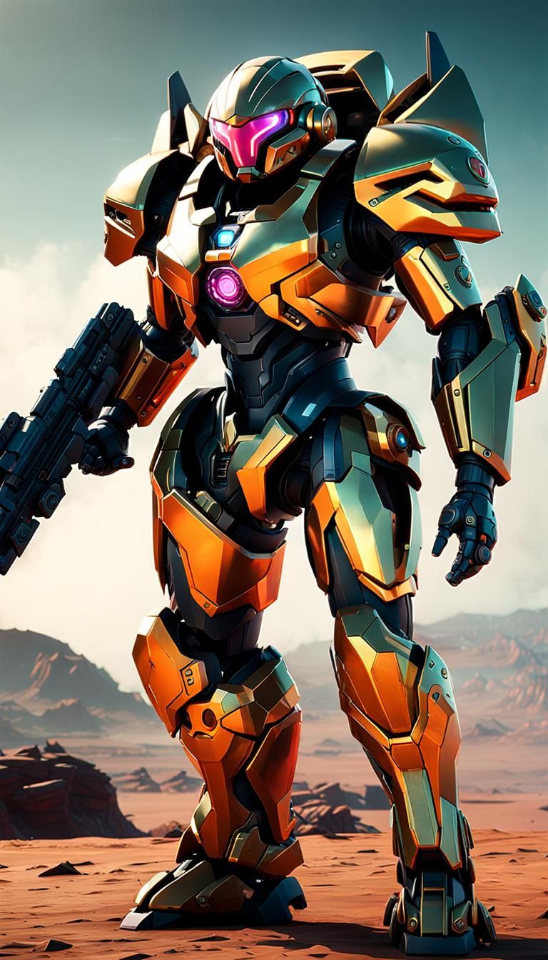 Sci-Fi Bounty Hunter in Battle Suit, Cinematic 3D Render