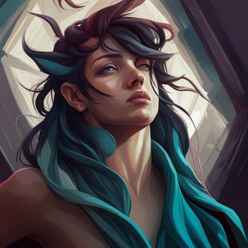 Detailed Portrait of Nude Figure in Expansive World