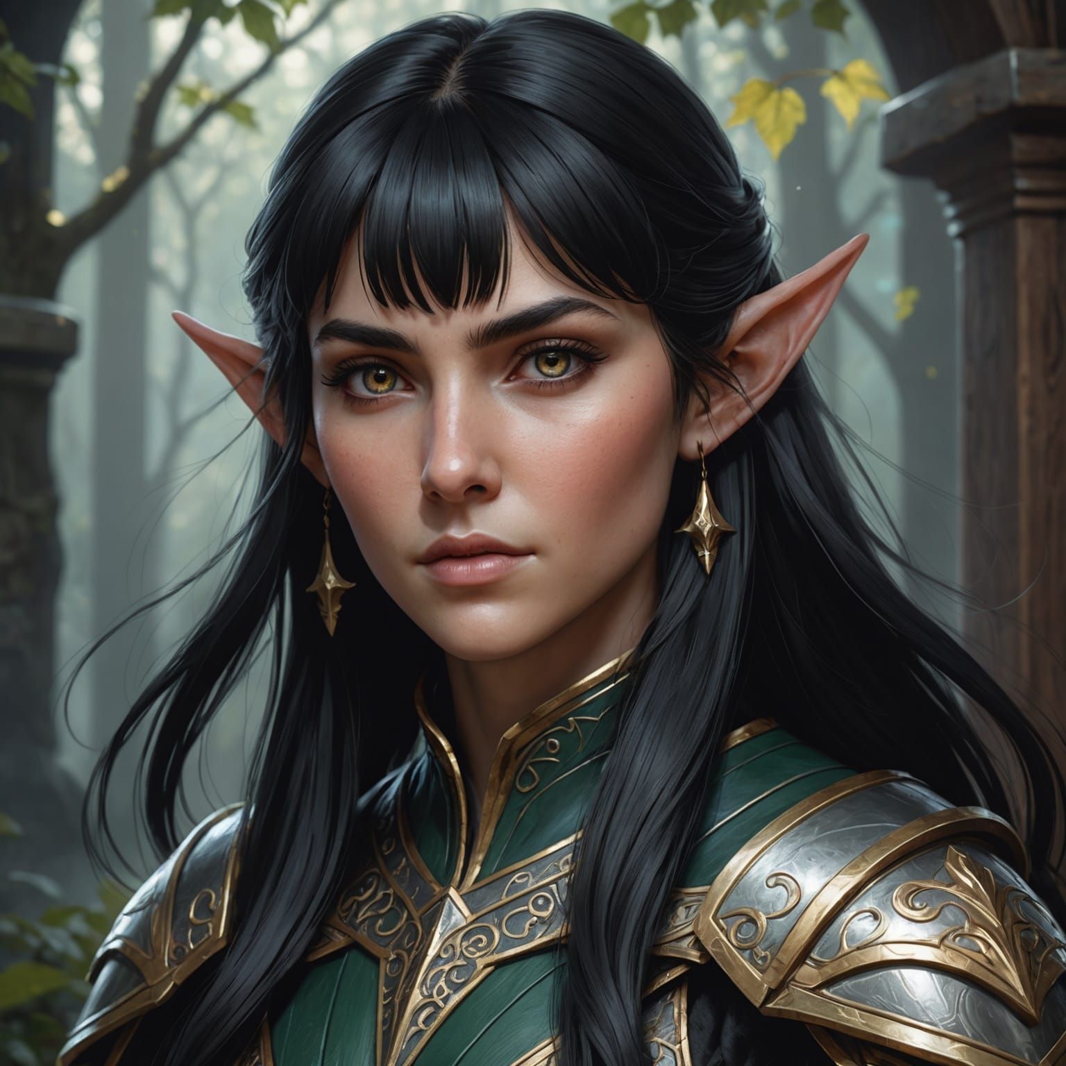 Elven Shadow: Detailed Portrait in Hyperrealistic Style