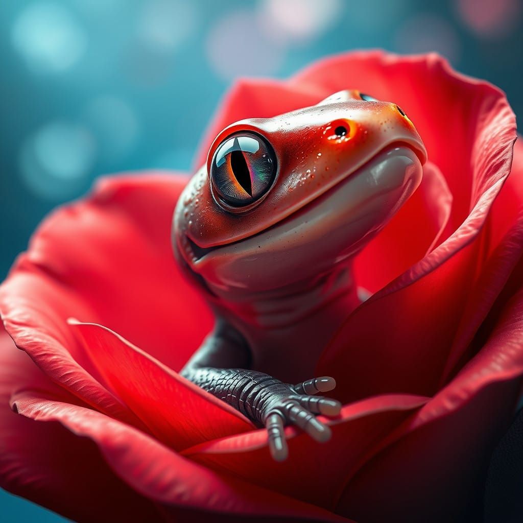 Sweet Salamander in Rose Blooms with Wonder