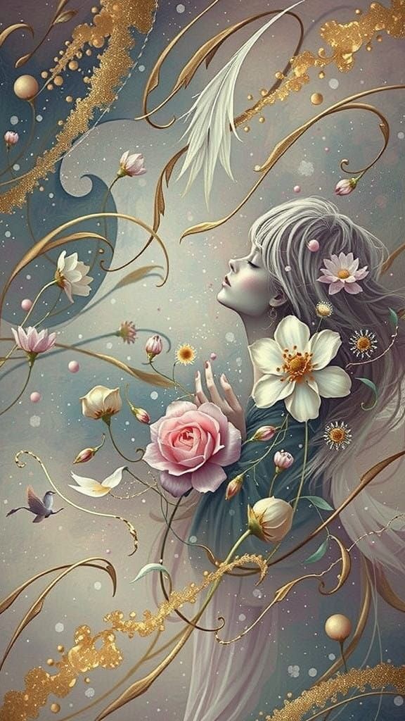 Ethereal Fleur in a Field of Cosmos Blooms