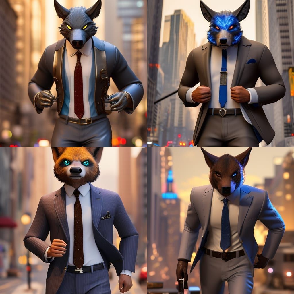 Alien Wolf Broker on Wall Street: Detailed Art