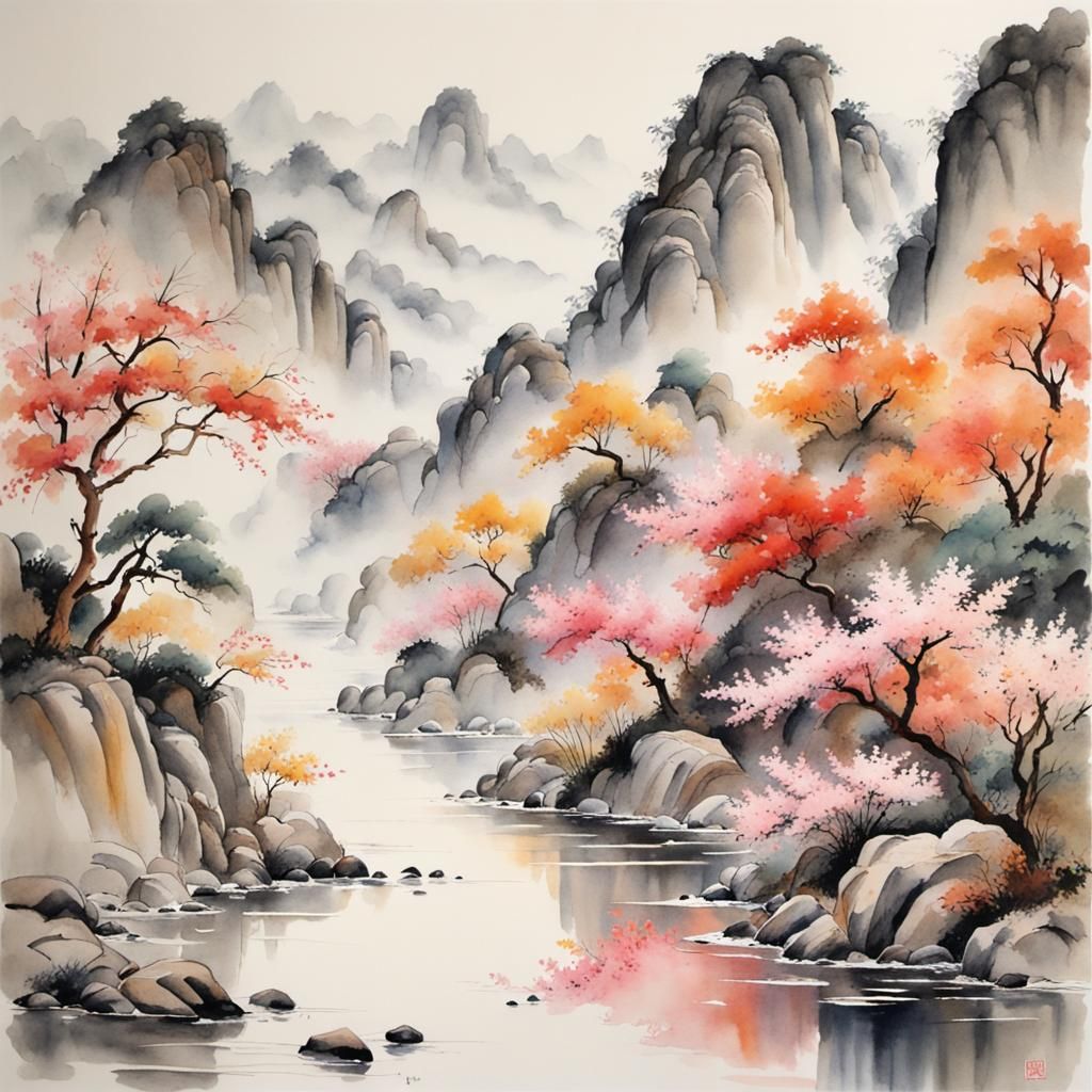 Elegant Chinese Watercolor Painting