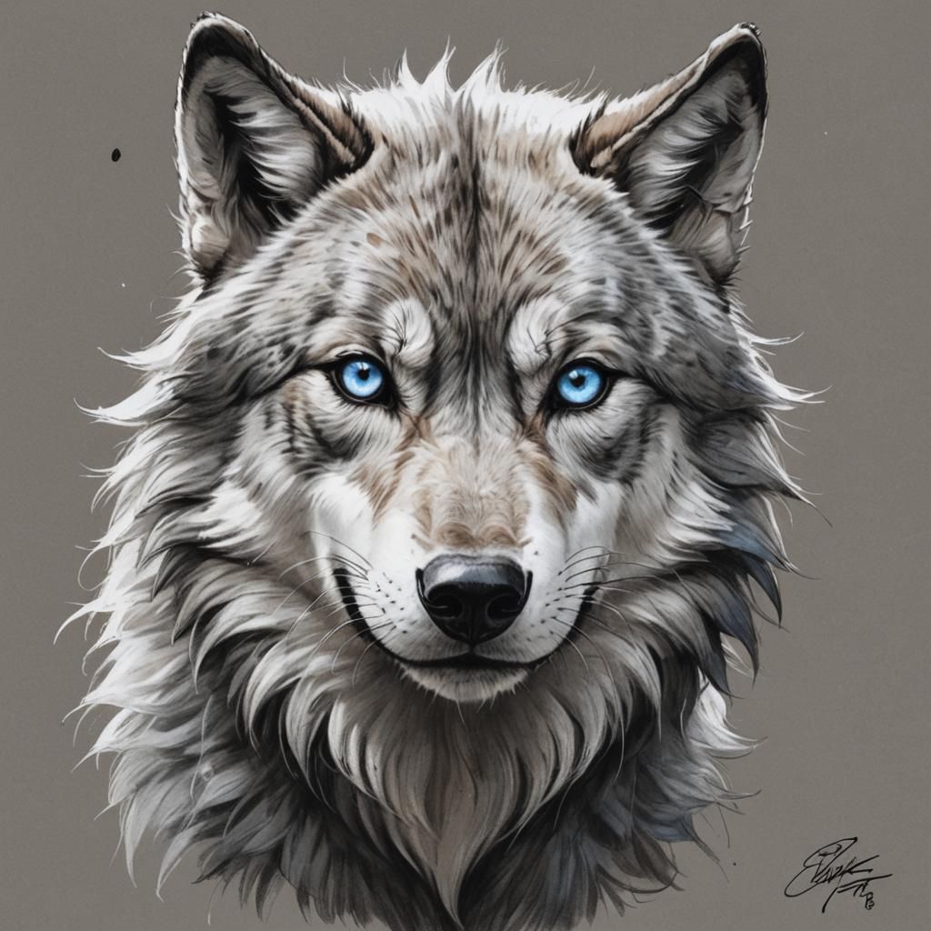 Beautiful Anime Style Wolf with Silver Fur