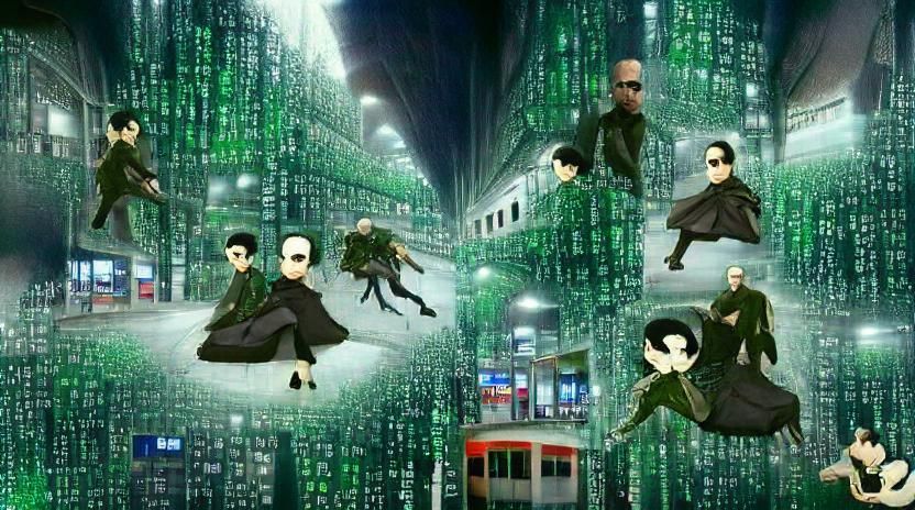 Cyberpunk Figure in Rainy Cityscape