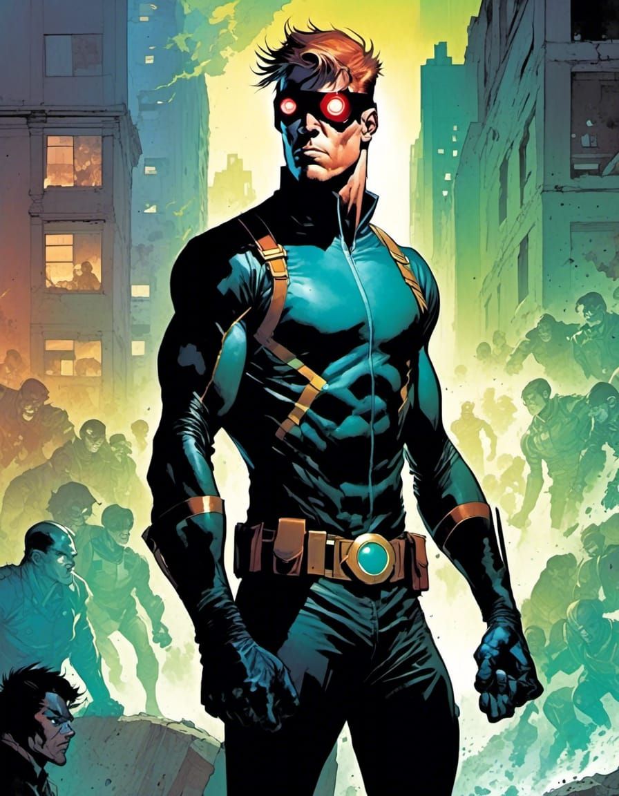 Cyclops in Dystopian World: Intense Comic Book Art