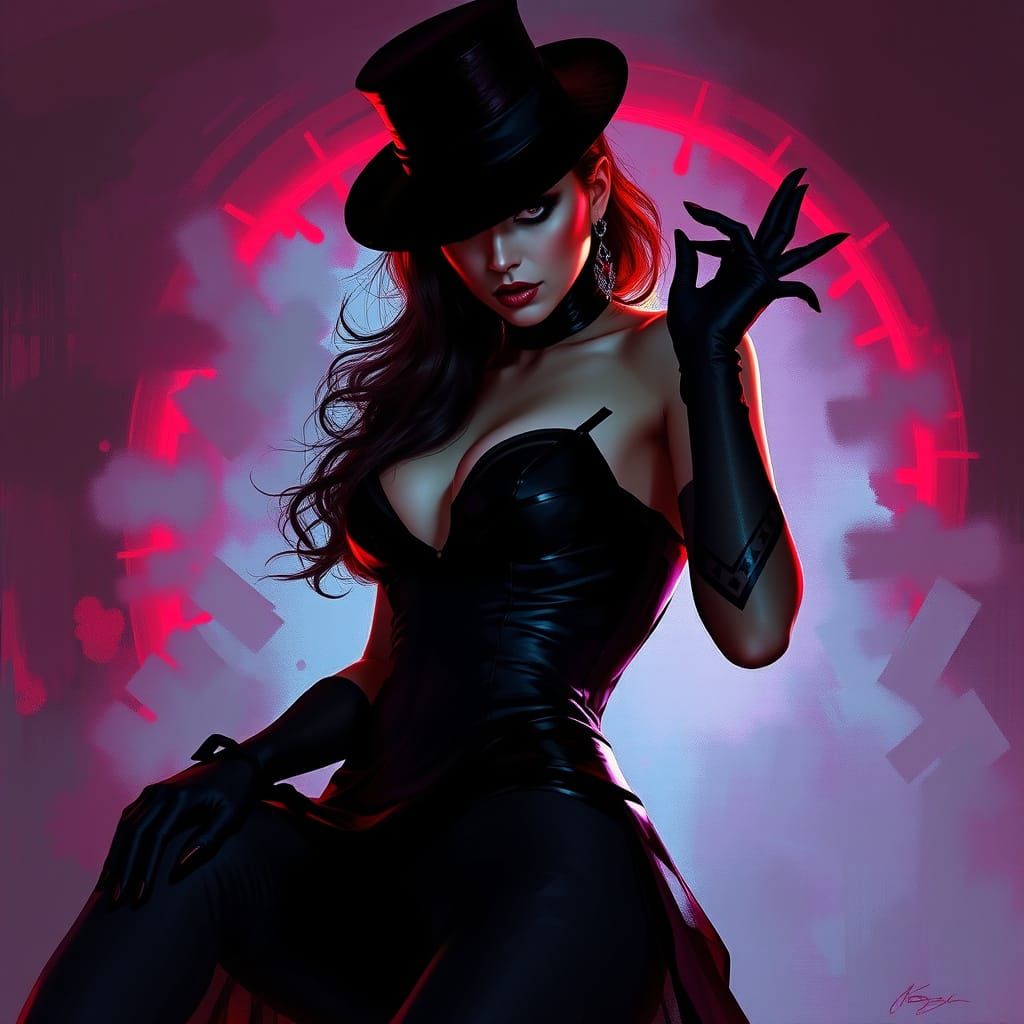 Elegant Gothic Woman in Dramatic Lighting