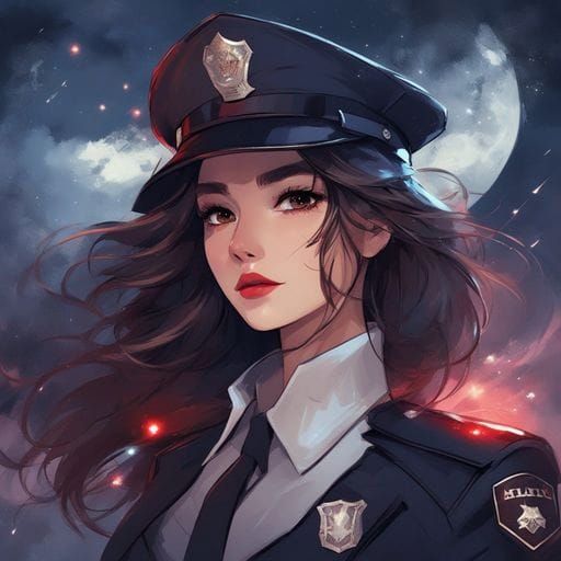 Dreaming Police Officer in Fantasy Art Style