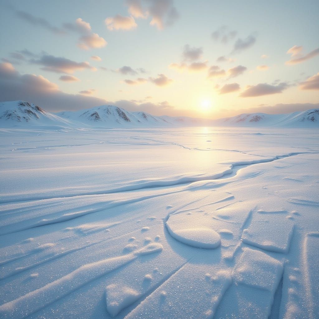 Breathtaking Hyperrealistic Antarctic Landscape at Sunset