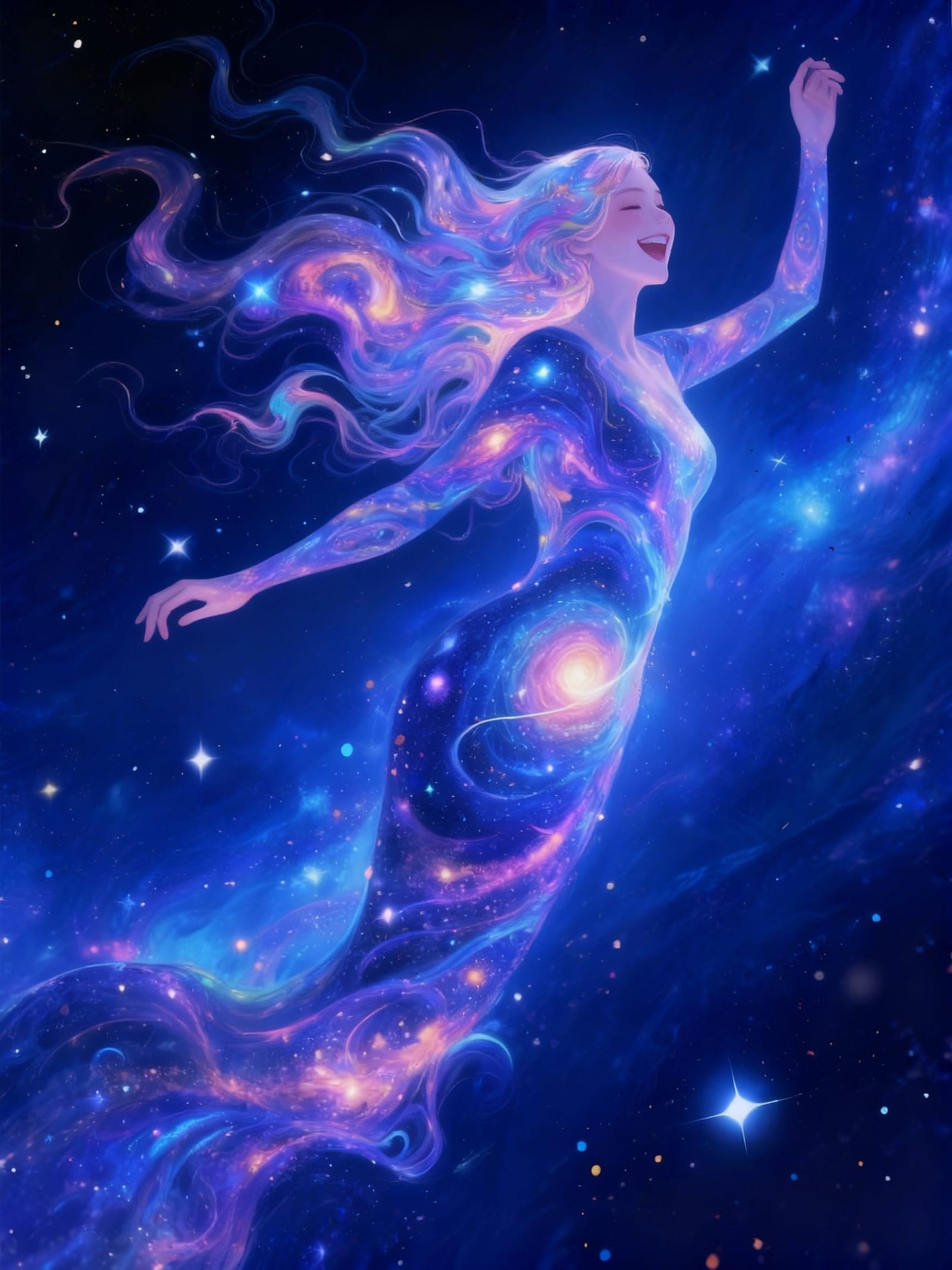 Cosmic Woman Dancing With Joy
