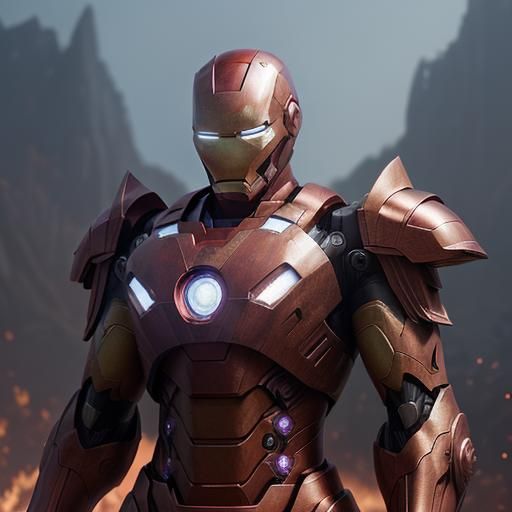 Gem-Powered Technological Armor in Detailed Matte Painting