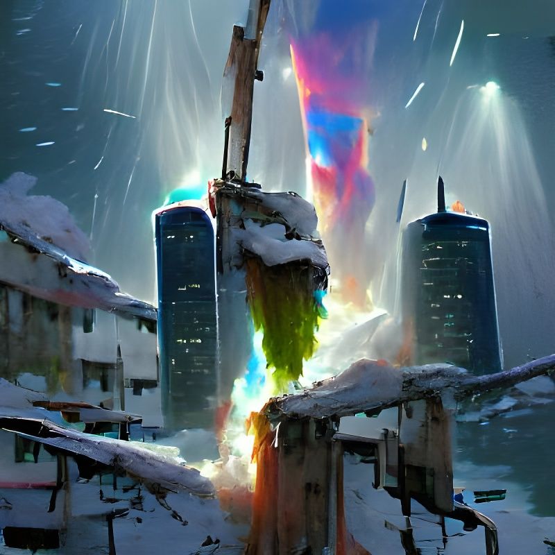 Skyscrapers Lift Off to Space in Winter Snowfall