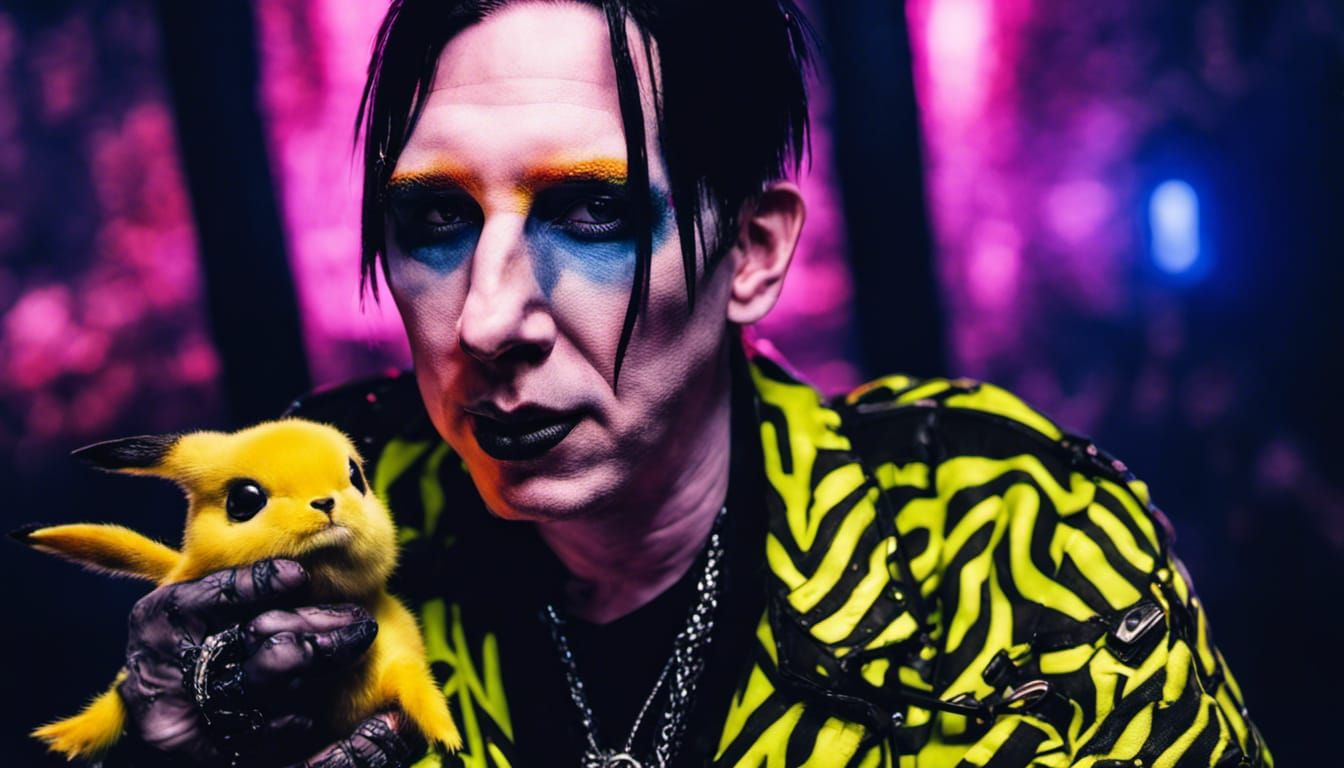Marilyn Manson and Pikachu in a Neon Dungeon