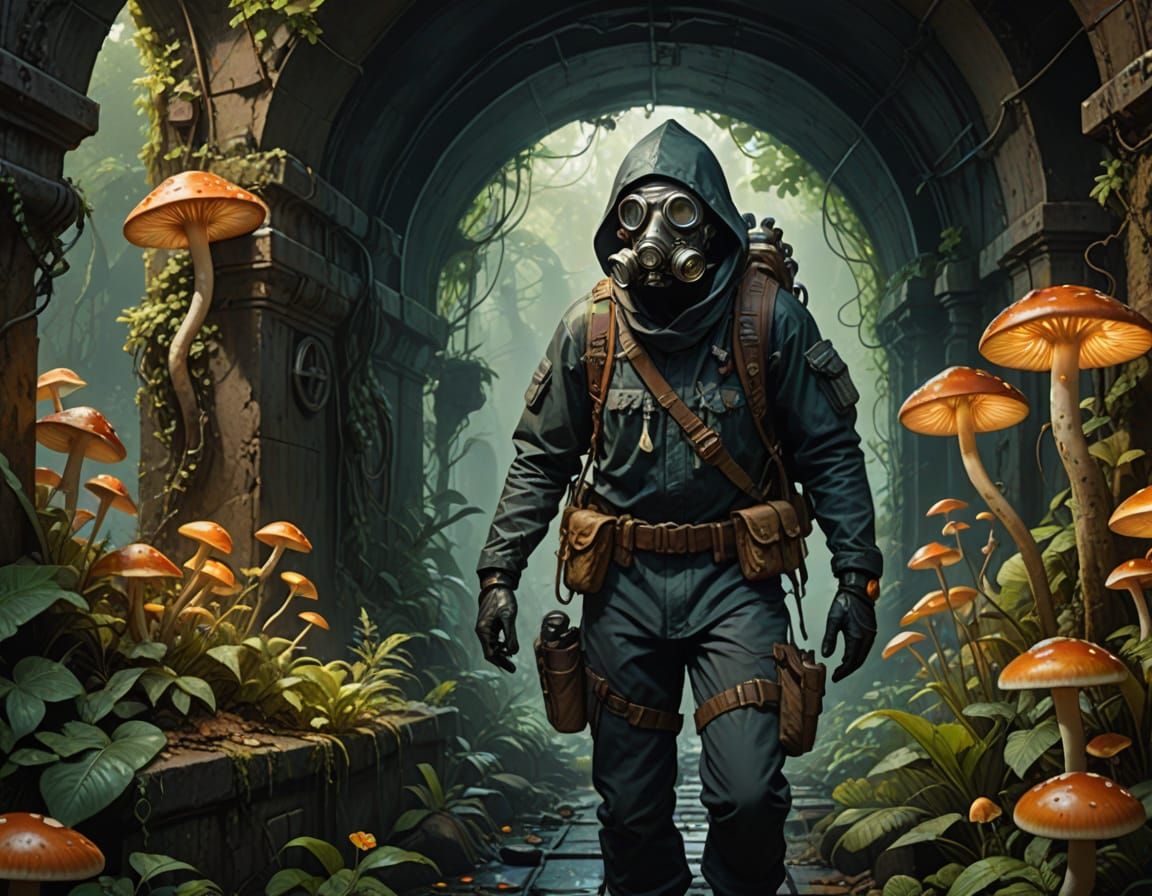 Sewer Tunnel Fantasy Art in Hyperrealism Style